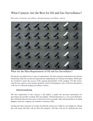 What Cameras Are the Best for Oil and Gas Surveillance