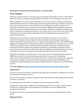 Blockchain in Fintech market Research Report – Forecast to 2023