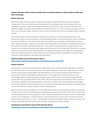 Airborne Weapon Delivery Systems Market New Innovative Solutions to Boost Global Growth with New Technology