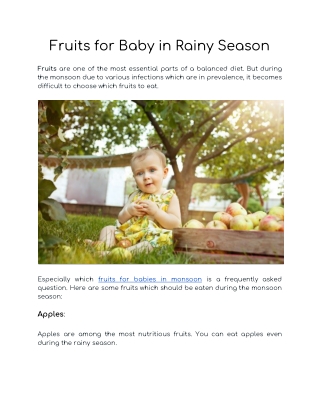 Fruits for Baby in Rainy Season