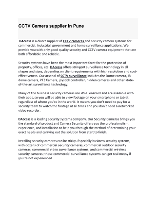 CCTV Camera supplier in Pune