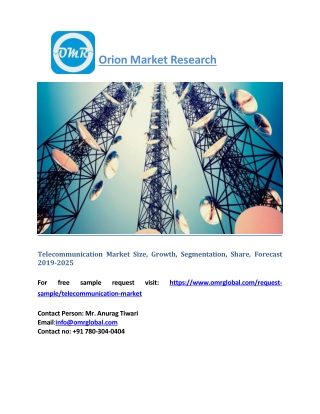 Telecommunication Market Size, Growth, Segmentation, Share, Forecast 2019-2025