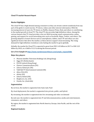 Cloud TV market Research Report