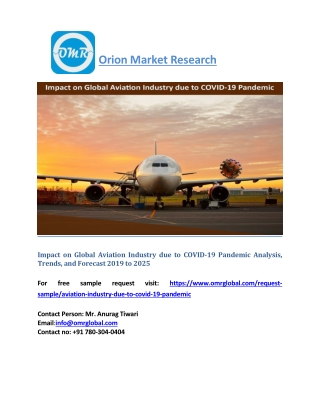 Impact on Global Aviation Industry due to COVID-19 Pandemic Analysis, Trends, Forecast 2019 to 2025