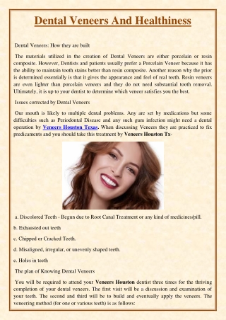 Dental Veneers And Healthiness