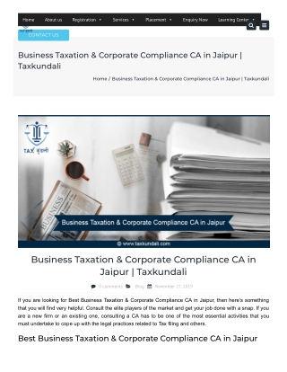 Business Taxation & Corporate Compliance CA in Jaipur | Taxkundali