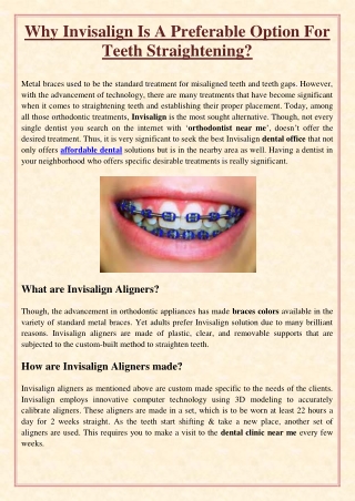 Why Invisalign Is A Preferable Option For Teeth Straightening?