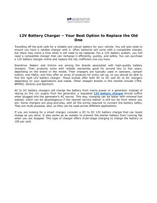 12V Battery Charger – Your Best Option to Replace the Old One