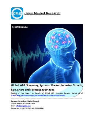 Global ABR Screening Systems Market Size, Share, Analysis, Industry Report and Forecast to 2025