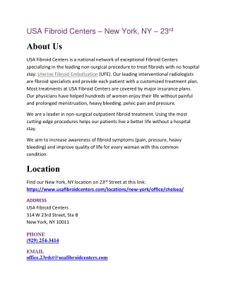 USA Fibroid Centers – New York, NY – 23rd