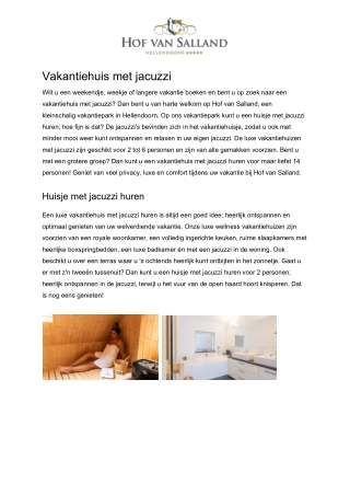 Hof van Salland - Vakantiehuisje met jacuzzi