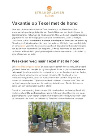 Strandplevier Suites - Weekend Texel met hond