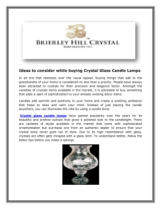 Ideas to consider while buying Crystal Glass Candle Lamps
