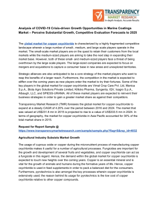 Copper Oxychloride Market Overview: Asia Pacific to Emerge as Leading Regional Segment