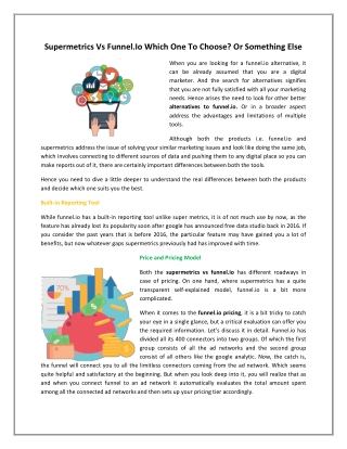 Supermetrics vs funnel.io which one to choose Or something else