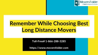 Remember While Choosing Best Long Distance Movers