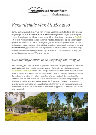 Vakantiepark Hessenheem - Vakantiehuis Hengelo