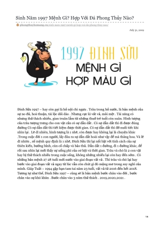 Sinh Năm 1997 Mệnh Gì? Hợp Với Đá Phong Thủy Nào?