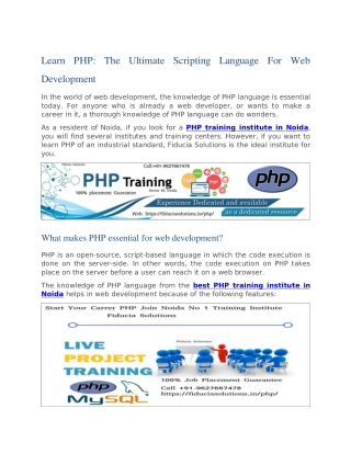 Learn PHP: The Ultimate Scripting Language For Web Development - Fiducia Solutions