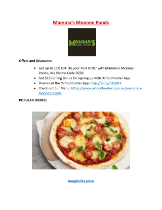 15% Off - Mamma's Moonee Ponds - Pizza takeaway Moonee Ponds, Vic