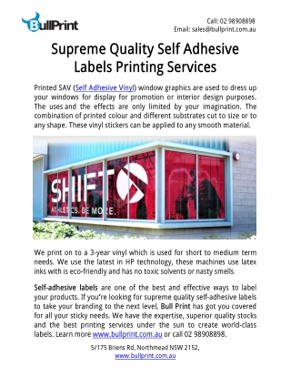 Supreme Quality Self Adhesive Labels Printing Services