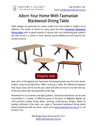 Adorn Your Home With Tasmanian Blackwood Dining Table