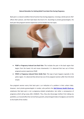 Natural Remedies For Getting Relief From Back Pain During Pregnancy
