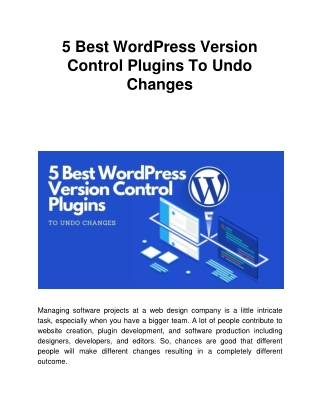 5 Best WordPress Version Control Plugins To Undo Changes