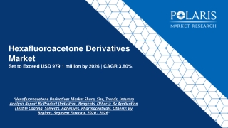 Hexafluoroacetone Derivatives Market Size Worth $979.1 Million By 2026 | CAGR: 3.80%