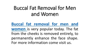 Buccal fat removal for men and women