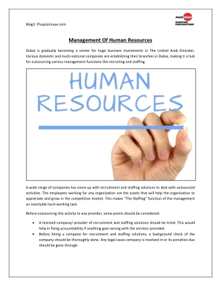 Management Of Human Resources