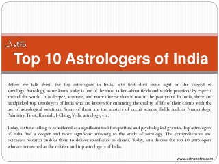 Top 10, Famous and Best Astrologers in India - Astronetra