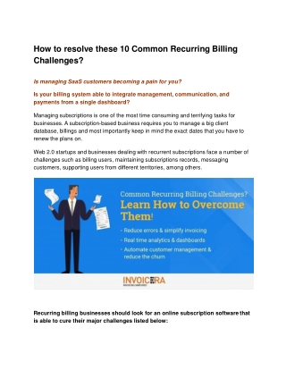 How to resolve these 10 Common Recurring Billing Challenges?