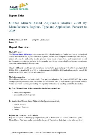 Mineral-based Adjuvants Market 2020 by Manufacturers, Regions, Type and Application, Forecast to 2025