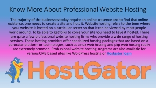Know More About Professional Website Hosting