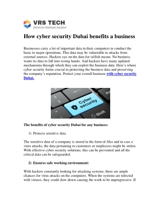 How cyber security Dubai benefits a business