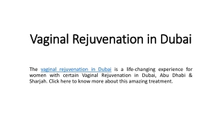 Vaginal Rejuvenation in Dubai