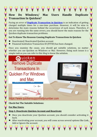 How Do Windows/ Mac Users Handle Duplicate Transaction In Quicken?