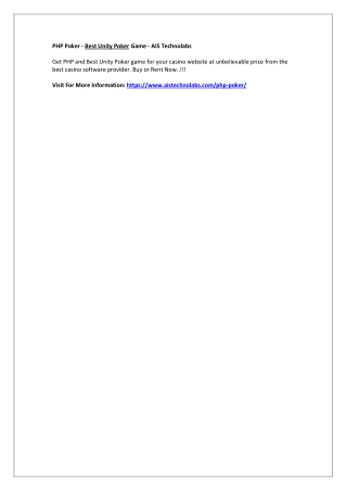 PHP Poker - Best Unity Poker Game - AIS Technolabs