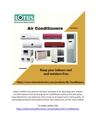 Quality Air Conditioners Online At The Best Prices - Lotus Electronics
