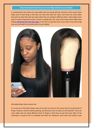 Shop Now Real Human Hair Lace Front Wigs Online At Just A Barbie