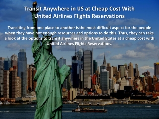 Transit Anywhere in US at Cheap Cost With United Airlines Flights Reservations