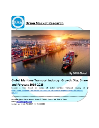 Global Maritime Transport Industry Trends, Size, Competitive Analysis and Forecast - 2019-2025