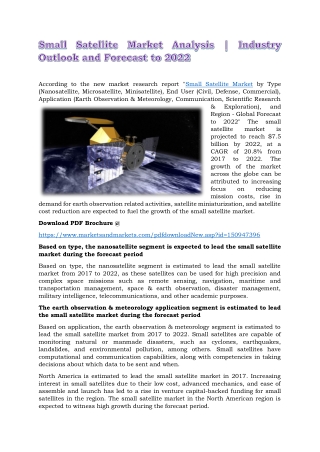 Small Satellite Market Analysis | Industry Outlook and Forecast to 2022