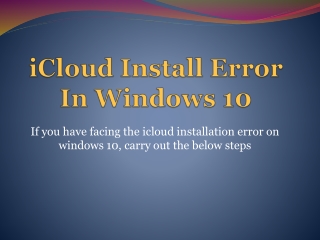 iCloud Install Error In Windows 10