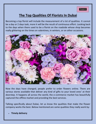 The Top Qualities Of Florists In Dubai
