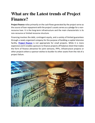 What are the Latest trends of Project Finance?