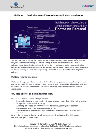 Guidance on developing a useful Telemedicine app like Doctor on Demand
