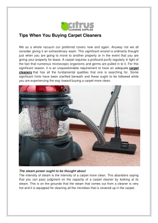 Tips When You Buying Carpet Cleaners