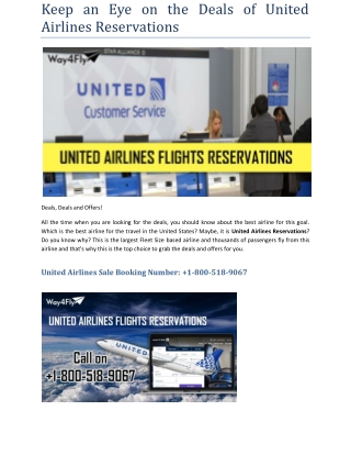 Keep an Eye on the Deals of United Airlines Reservations